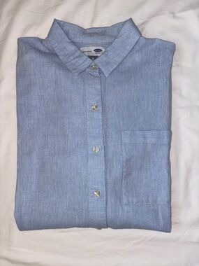 🔥 OLD NAVY Boyfriend Shirt | Classic Blue | Size XL | Preppy Coastal Chic EUC
